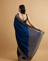 alt message - Mohey Women Indigo Blue Bel Buti Patterned Saree with Stone Embellishment image number 4